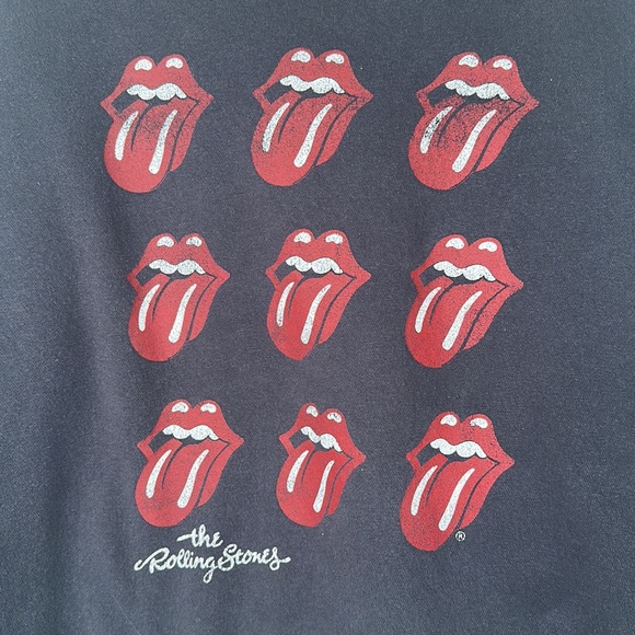 H&M Rolling Stones Sweatshirt Womens Size S Grey Tongue Graphics - Picture 7 of 7